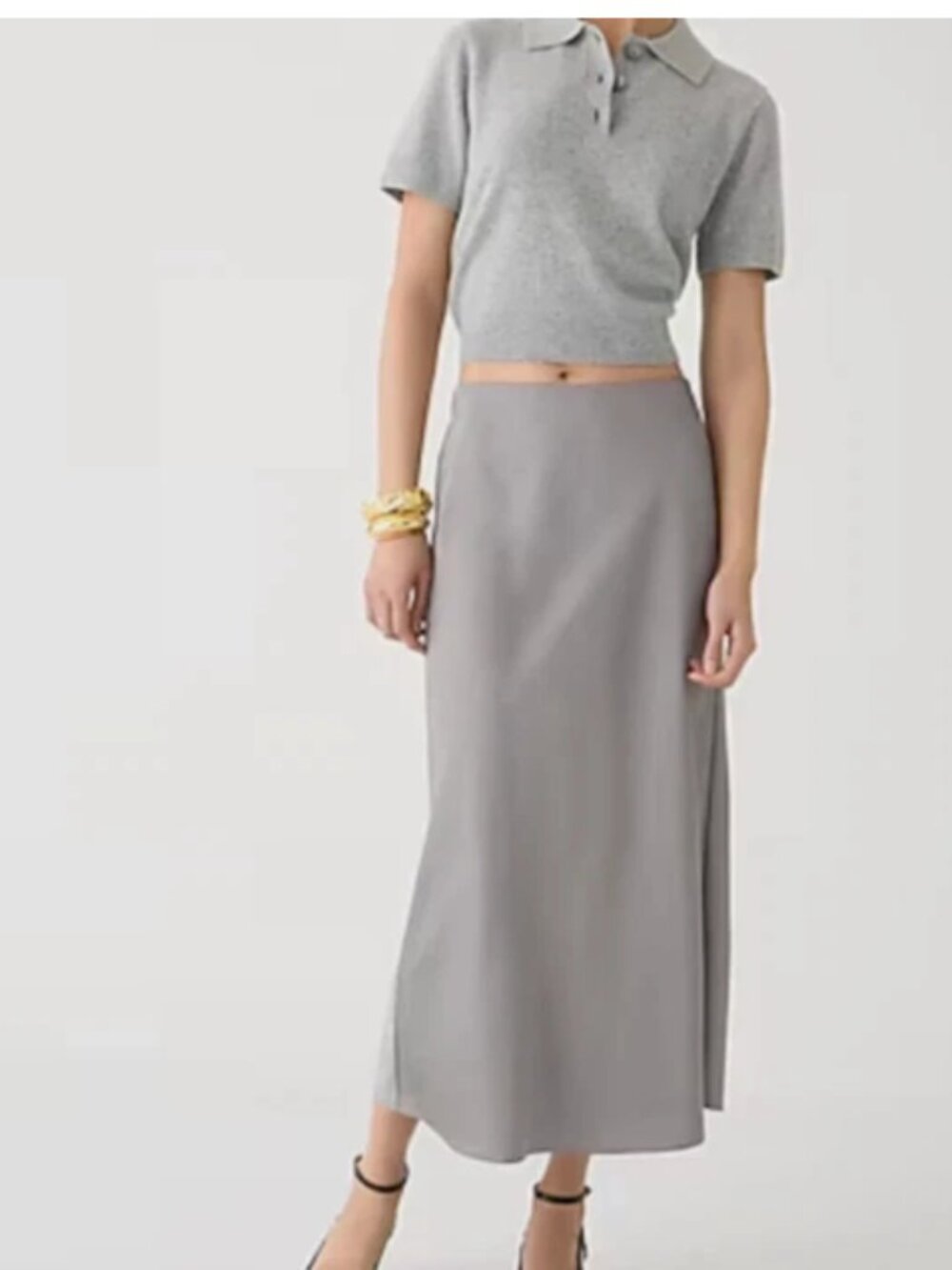 J Crew Gwyneth Slip Skirt Womens XL Vintage Dove Satin Pull On Midi Classic 90s